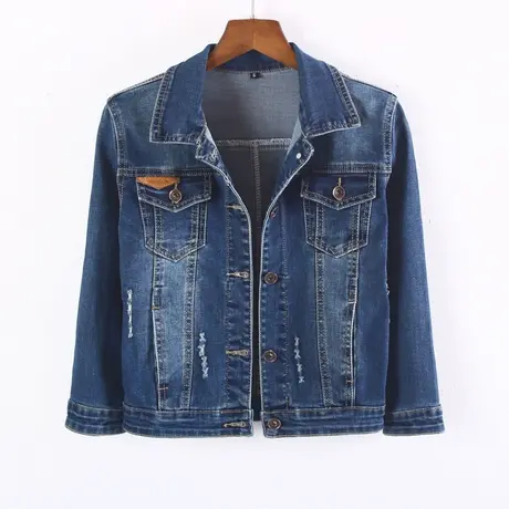 牛仔外套女春秋短款修身新款显瘦七分袖牛仔服上衣大码弹力17商品大图