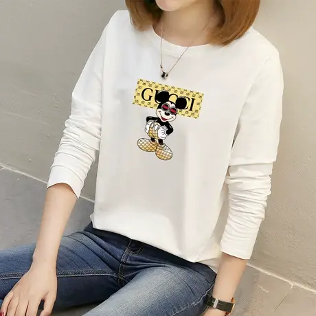 春装纯棉打底衫2022年春夏新款韩版宽松上衣女学生长袖潮流t恤女图片