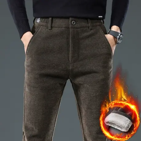 冬季男款加厚保暖休闲裤子秋冬款加绒抗寒商务西装西裤2024年新款商品大图