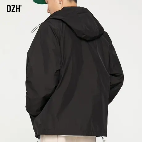 男士黑色运动外套男春秋季潮牌连帽情侣装夹克男装2024新款冲锋衣商品大图