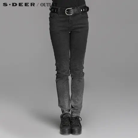 s.deer圣迪奥专柜正品女装渐变文艺印花长裤S14380879商品大图
