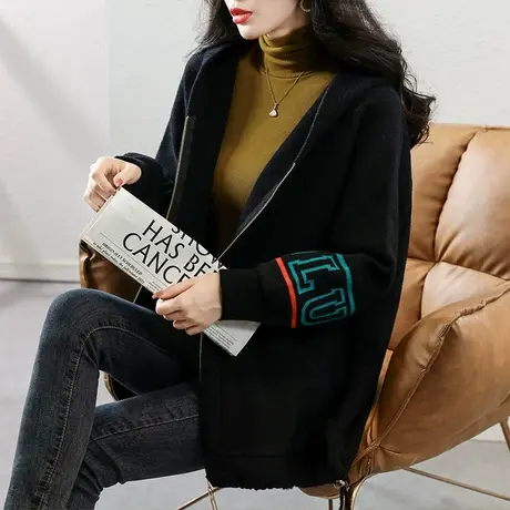 2024春季新款大码装中长款连帽外套女胖mm宽松显瘦时尚百搭上衣潮图片