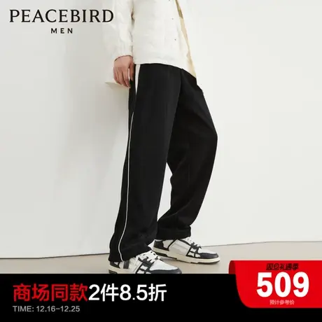 【商场同款】太平鸟男装 2023年冬季新款刺绣运动长裤男B2GMD4143商品大图