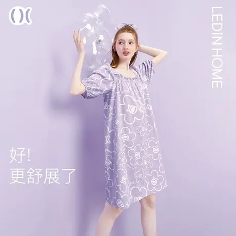 乐町公主风睡裙纯棉女夏季新款可外穿睡衣短袖薄款可爱少女家居服图片