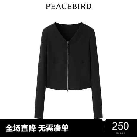 【商场同款】太平鸟女装2023冬新款V领双拉链运动上衣A3CDD4376图片