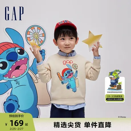 【史迪奇联名】Gap男女幼童春季2024新年款抓绒保暖卫衣847357商品大图