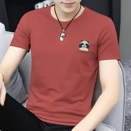莫代尔小熊t恤男士短袖潮牌冰丝冰感圆领上衣服半袖体恤夏季男装商品大图