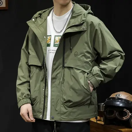 冲锋衣外套男春季2024新款潮牌男装工装大码男士美式夹克春秋衣服图片