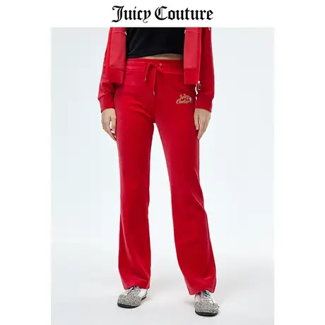 Juicy Couture橘滋休闲裤女2024年春季运动直筒显瘦天鹅绒微喇裤商品大图