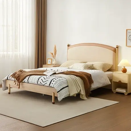 全友家居儿童床北欧风男孩生态科技皮软包实木儿童床121375图片