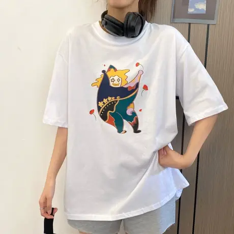港风短袖t恤女装2021新款夏季宽松韩版半袖设计感小众上衣服ins潮商品大图