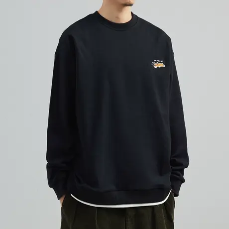 基础款刺绣长袖卫衣男秋季宽松潮牌ins韩版上衣春秋圆领无帽外套商品大图