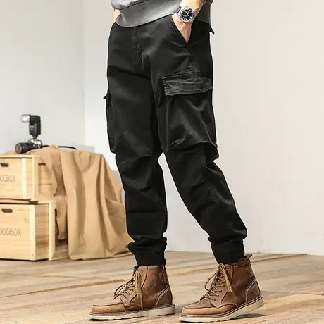 新款工装裤子男士帅气潮流百搭宽松哈伦束脚休闲男裤学生休闲裤男商品大图