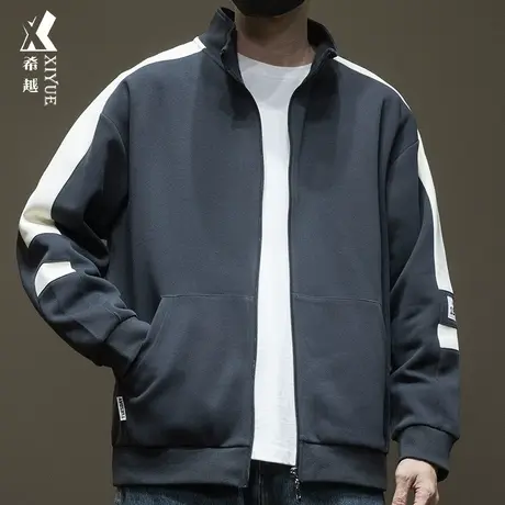 秋季户外开衫运动卫衣外套男加绒加厚宽松大码秋冬休闲棒球服男款商品大图