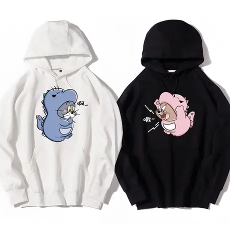 秀洛小恐龙猫和老鼠卡通动漫连帽卫衣联名二次元cos服高级感衣服图片