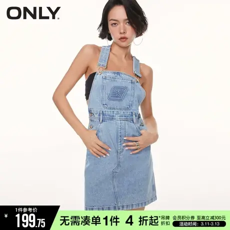 ONLY秋季减龄无袖V领短款背带牛仔连衣裙女|123242036图片
