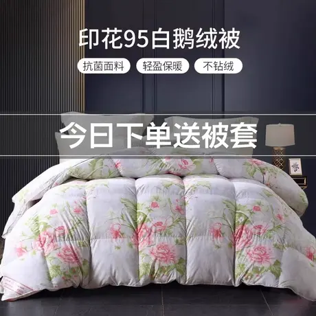 恒源祥家纺抗菌款羽绒被95白鹅绒双人冬被冬季被芯保暖被子加厚图片