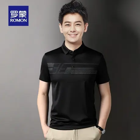 罗蒙男士冰丝短袖Polo衫夏季薄款商务休闲男装上衣服带翻领T恤潮图片