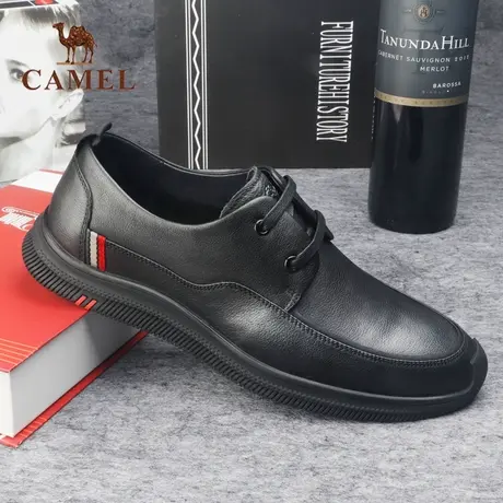 Camel/骆驼男鞋 2021春季新款商务休闲鞋软面牛皮系带皮鞋潮鞋男图片