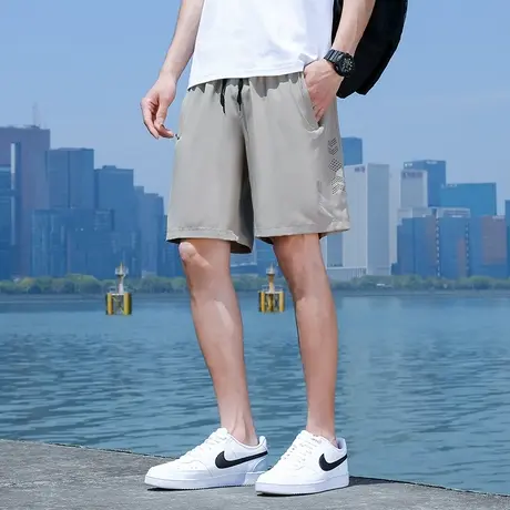 五分裤男士夏季冰丝休闲短裤加肥加大码胖子运动裤潮牌沙滩男款裤商品大图