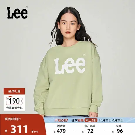 Lee商场同款宽松版圆领大Logo字母印花女长袖卫衣潮LWT009188201图片