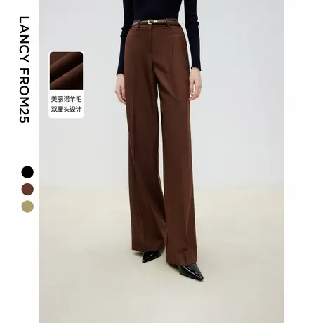 朗姿商务通勤职业新年西服裤2025春新款休闲修身气质黑色西装裤女商品大图