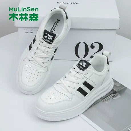 木林森小白鞋男款2025年秋季新款厚底增高休闲板鞋女士百搭运动鞋商品大图