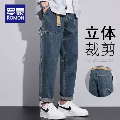 罗蒙牛仔裤男士2025新款春季美式潮牌宽松直筒男生休闲长裤子春秋商品大图