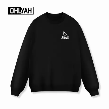 Ohlyah品牌时尚百搭爱心印花情侣圆领卫衣男女款大码休闲长袖纯棉商品大图