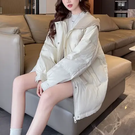 【防水】唐狮羽绒外套女2024新款爆款冬装面包服韩版连帽羽绒服商品大图
