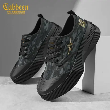 Cabbeen/卡宾男鞋秋季新款休闲鞋低帮平底男士百搭运动系带布鞋子商品大图
