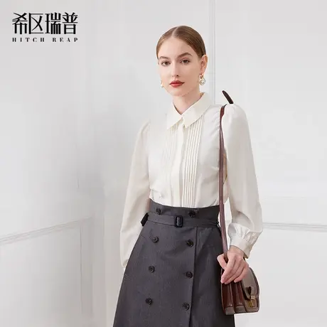 希区瑞普2025年新品原创法式高级感气质优雅收腰显瘦翻领衬衫上衣商品大图