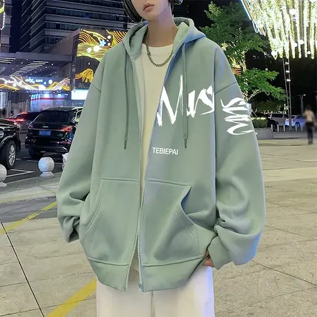 oversize开衫卫衣男秋冬季ins潮牌连帽外套小众高街宽松大码上衣商品大图