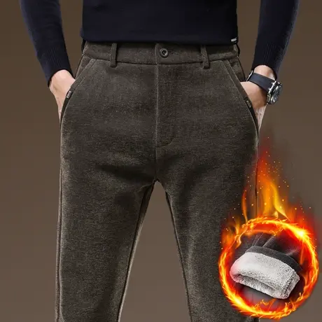 冬季加绒抗寒商务西裤秋冬款保暖加厚防风休闲裤子2023年新款男裤商品大图