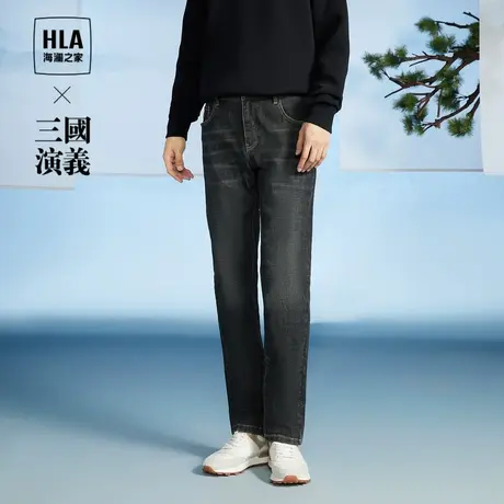 HLA/海澜之家三国演义牛仔裤2023秋季新款时尚五袋款休闲长裤男图片