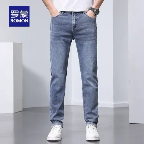【官方正品】罗蒙休闲百搭牛仔裤男春季新款修身长裤中青年直筒裤图片