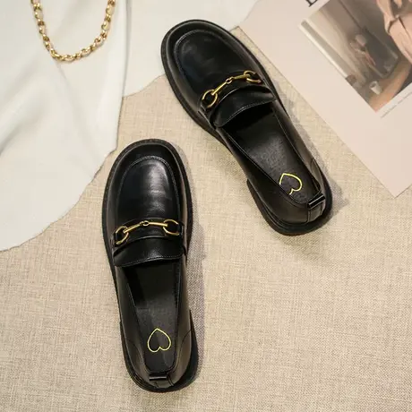 英伦风女鞋2023年春秋新款爆款小皮鞋职业复古单鞋软底鞋子乐福鞋商品大图