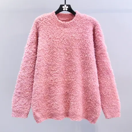 圈圈绒高级感软糯毛衣女秋冬2023新款宽松慵懒风中长款套头针织衫商品大图