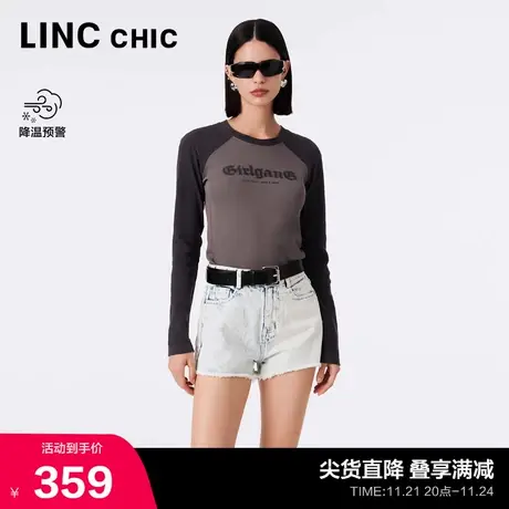 LINCCHIC金羽杰t恤女2023新款气质修身打底T恤长袖女S233FK447Y商品大图