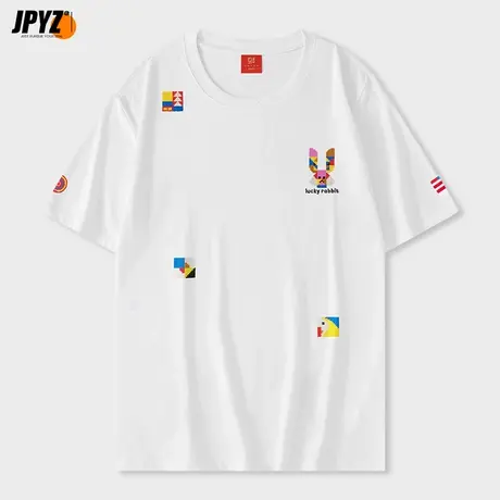 刺绣短袖T恤男夏季潮流男装2023新宽松半袖上衣纯棉卡通兔体恤衫图片