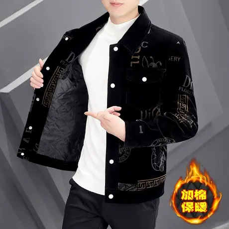 男士冬季加厚短款外套2025新款潮流加棉冬装韩版潮流翻领夹克上衣商品大图