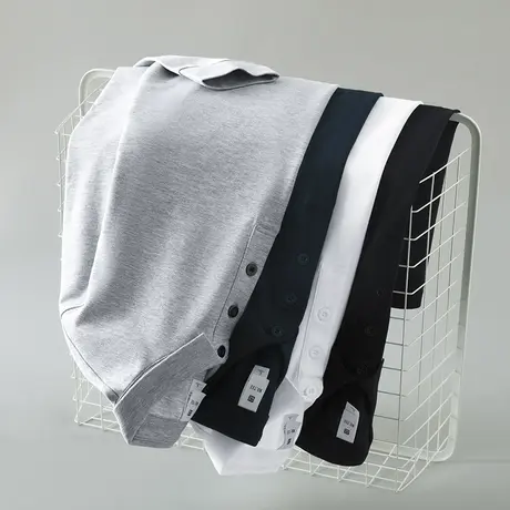 丝光珠地棉polo衫男士长袖翻领t恤男2024新款秋季保罗带领打底衫商品大图