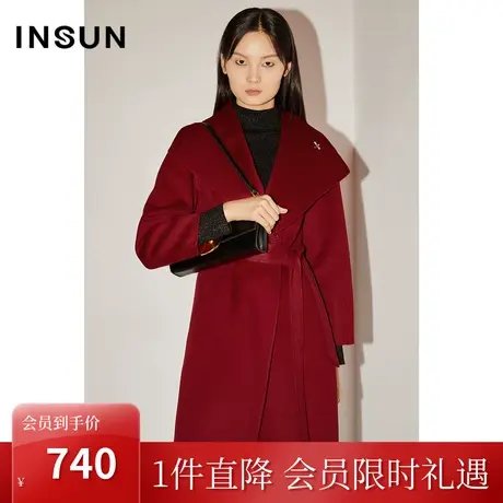 [自然环保]恩裳COVER冬季2022经典大衣大翻领纯羊毛毛呢外套商品大图