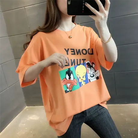 T恤女2023年新款短袖白体t恤女内搭上衣女ins潮百搭宽松卡通体恤图片