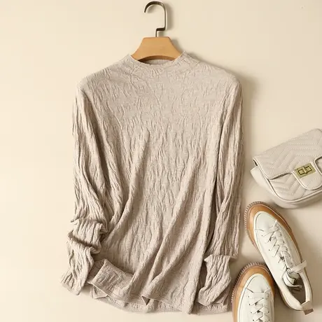 半高领毛衣打底衫女春装2024年新款内搭长袖上衣宽松韩版针织衫女商品大图