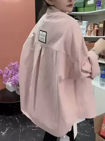 欧货水洗牛仔棉衬衫女中长款2023年秋季新款休闲宽松百搭上衣外套图片