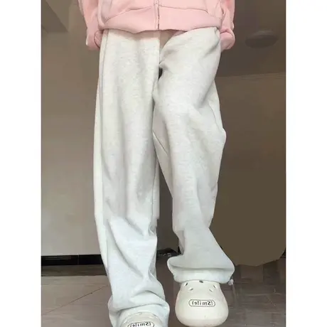 加绒加厚休闲阔腿裤女秋冬季韩版高腰百搭宽松运动跑步长裤ins潮图片