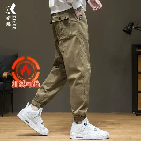 春季新款工装裤男潮牌宽松大码束脚休闲裤春秋男士加绒九分裤子潮商品大图