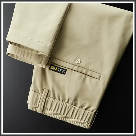 春季春秋款卡其色休闲长裤男士直筒宽松冰丝薄款2024新款工作上班商品大图