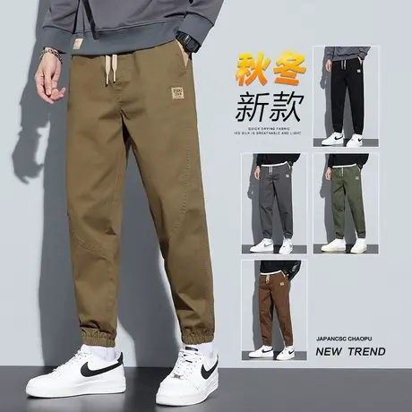 冬季纯棉卡其色阿美咔叽法式工装休闲裤男士2024新款男裤子秋冬款商品大图